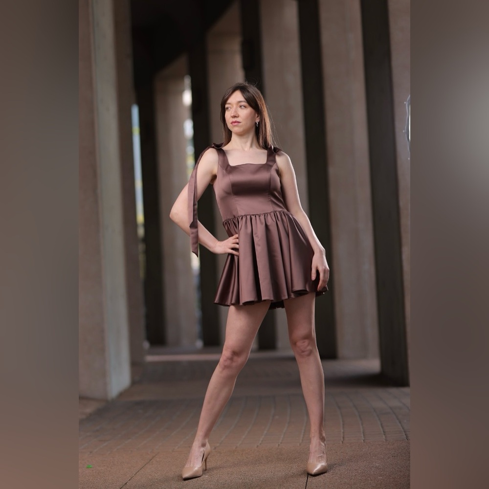 Elegant Brown Sleeveless Dress